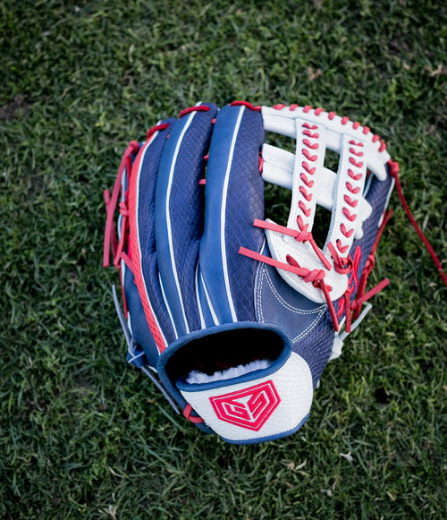GS Sports Pro Series 13.5" Laced Dual Post Ball Glove - Navy/White/Red