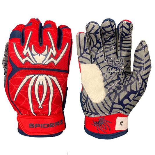 SPIDERZ HYBRID BATTING GLOVES - RED/NAVY BLUE/WHITE 2022