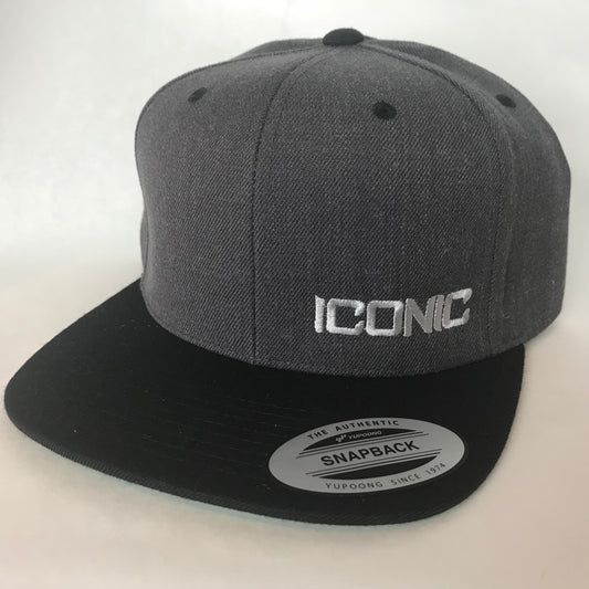 Iconic SnapBack- Dark Heather/Black/Silver
